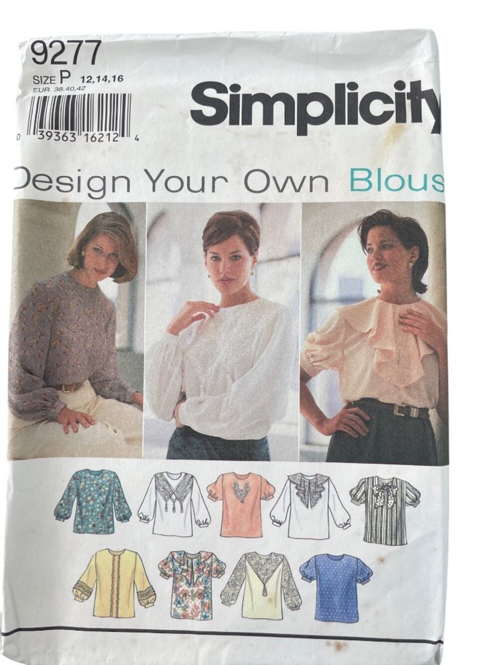 90s Simplicity 9277 Sewing Pattern Size 12-14-16 Blouses Misses Retro 1994 UNCUT